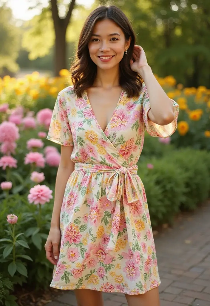 29 Stylish Garden Party Dress Ideas for Every Occasion - 2. Floral Wrap Dress