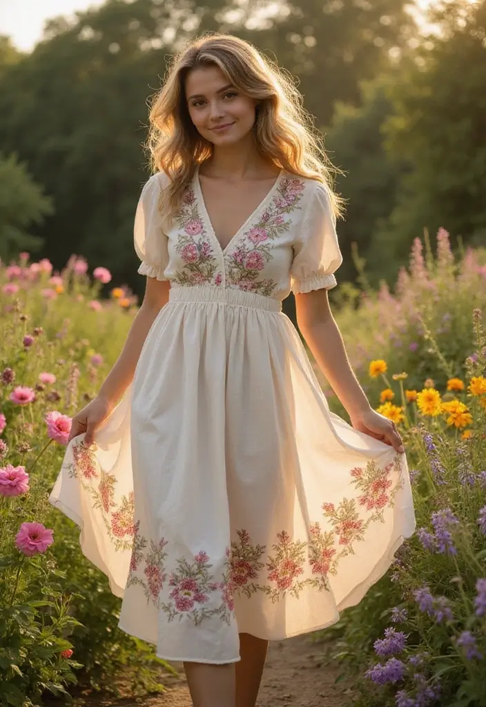 29 Stylish Garden Party Dress Ideas for Every Occasion - 21. Vintage Peasant Dress