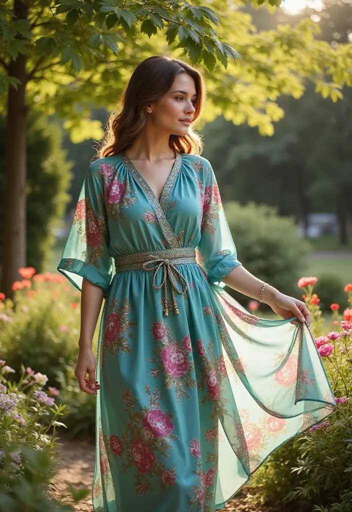 29 Stylish Garden Party Dress Ideas for Every Occasion - 25. Flowy Kimono Dress