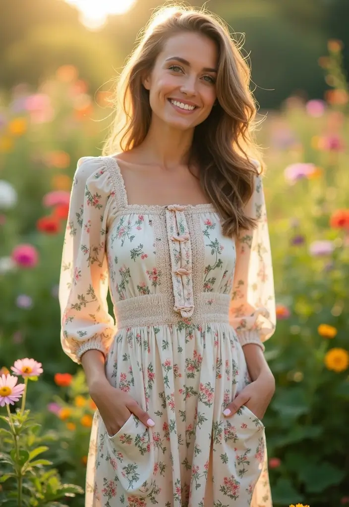 29 Stylish Garden Party Dress Ideas for Every Occasion - 27. Charming Smock Dress