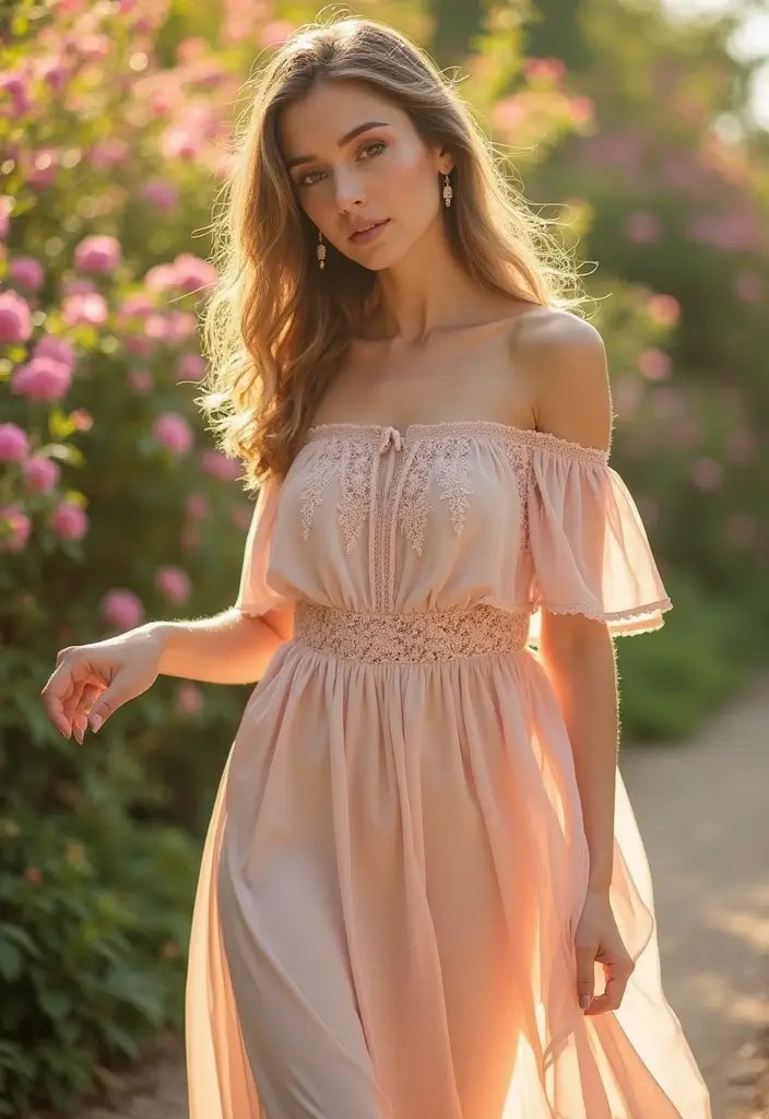 29 Stylish Garden Party Dress Ideas for Every Occasion - 6. Off-Shoulder Dress