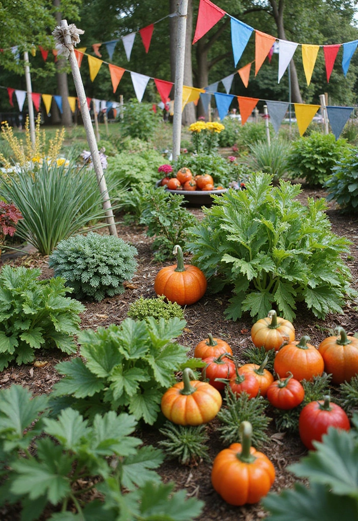 29 Vegetable Garden Design Ideas for a Bountiful Harvest - 28. Seasonal Decor