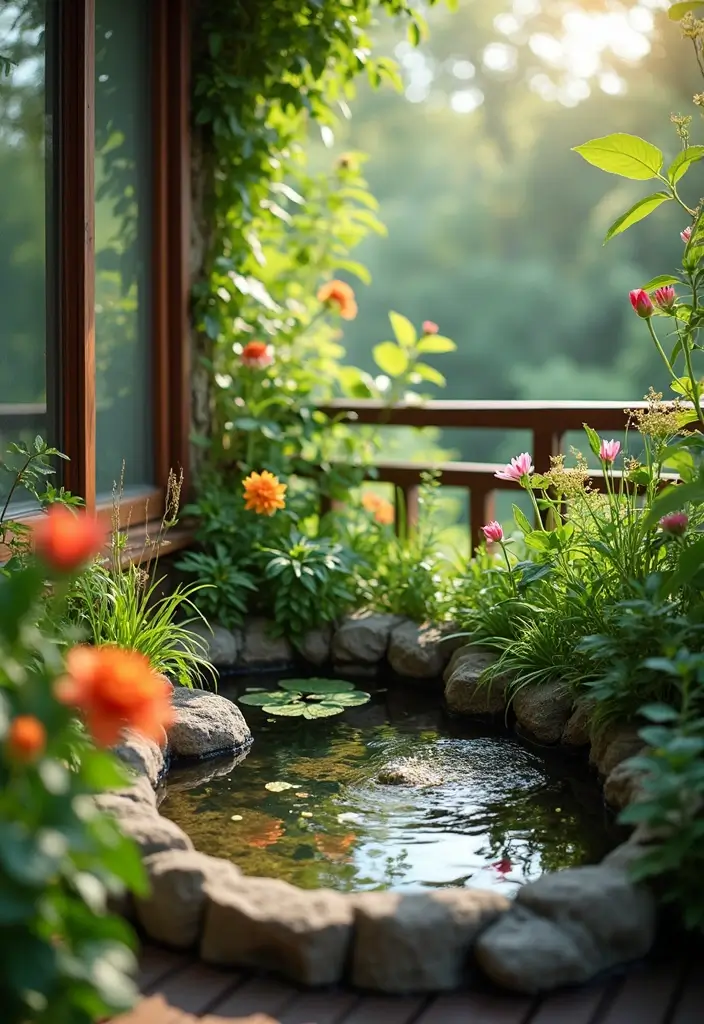 30 Balcony Garden Ideas for Urban Green Living - 16. Mini Garden Pond