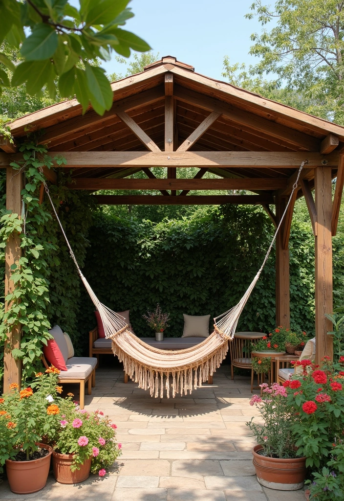 30 Beautiful Garden Pergola Ideas to Transform Your Backyard - 11. Pergola with Hammock