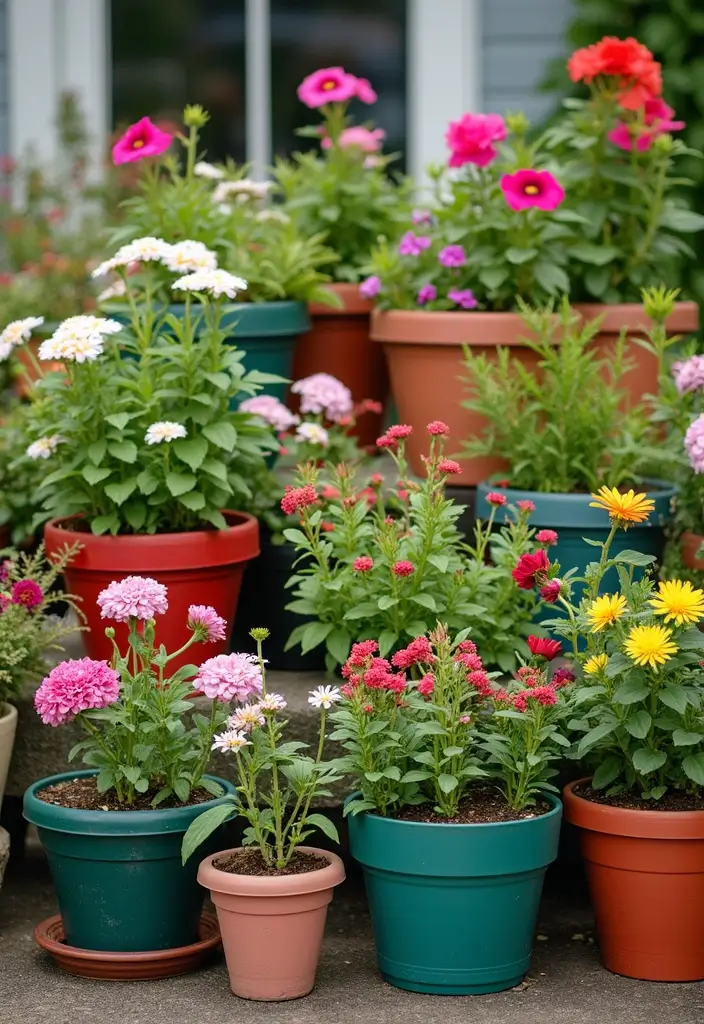 30 Creative Garden Design Ideas to Transform Your Outdoor Space - 15. Colorful Container Gardens