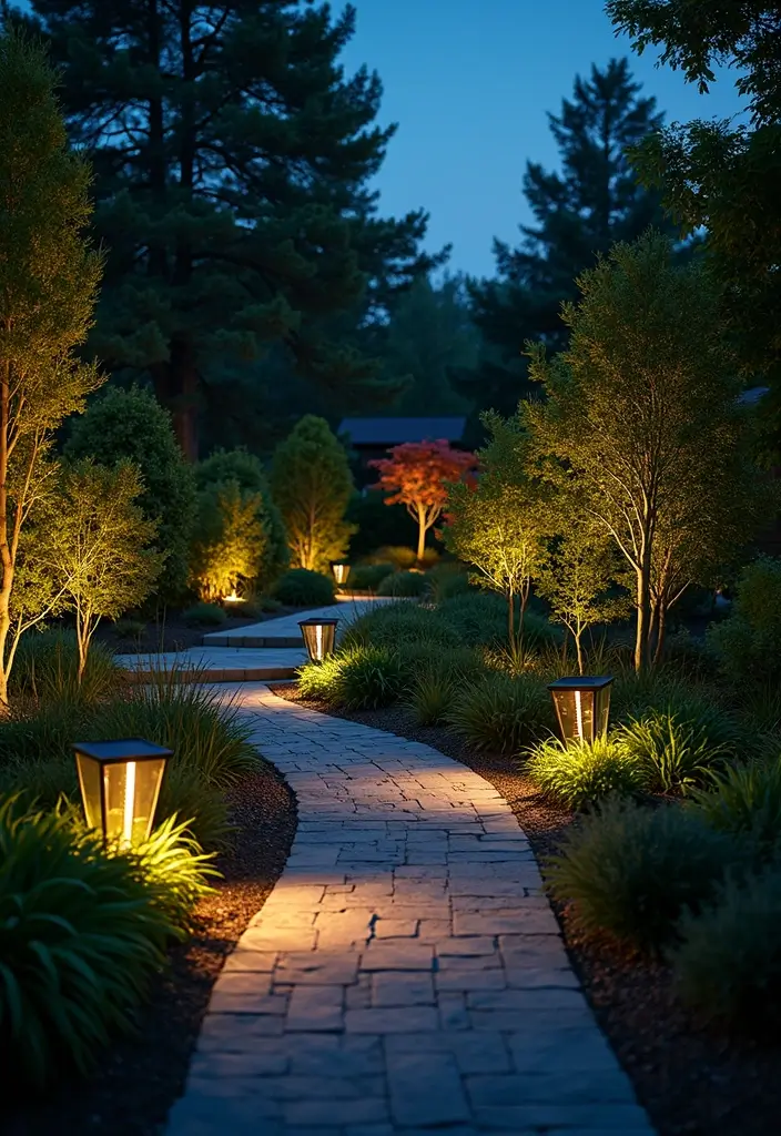 30 Creative Garden Design Ideas to Transform Your Outdoor Space - 18. Garden Lighting for Evening Magic