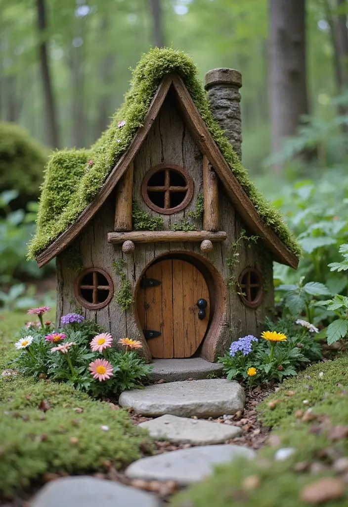 30 Delightful DIY Fairy Garden Ideas for Beginners and Beyond - 1. Mini Fairy House from Reclaimed Wood