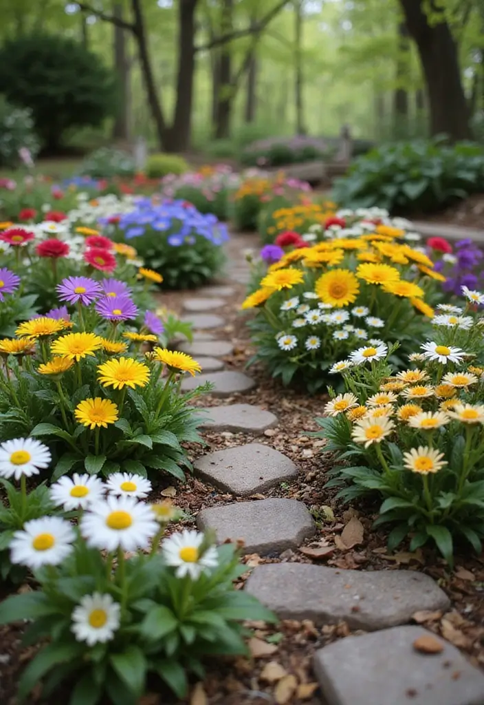 30 Delightful DIY Fairy Garden Ideas for Beginners and Beyond - 10. Colorful Flower Beds