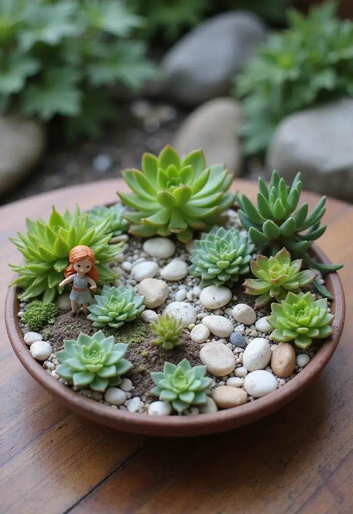 30 Delightful DIY Fairy Garden Ideas for Beginners and Beyond - 3. Succulent Fairy Garden