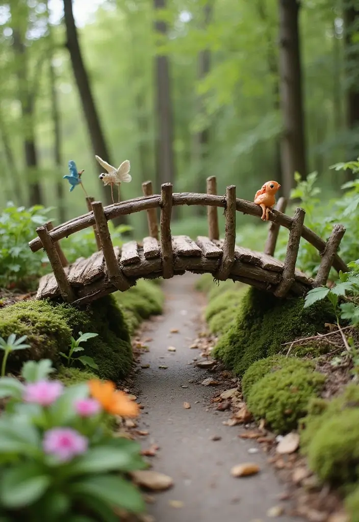 30 Delightful DIY Fairy Garden Ideas for Beginners and Beyond - 5. Magical Fairy Bridge