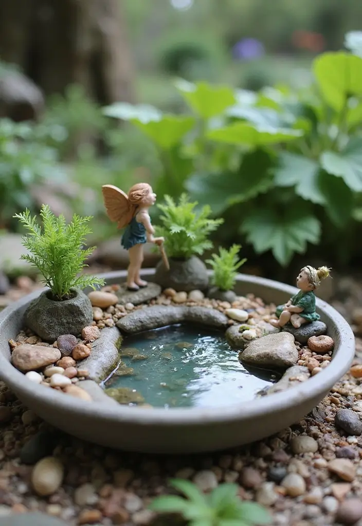 30 Delightful DIY Fairy Garden Ideas for Beginners and Beyond - 9. Fairy Garden Water Feature