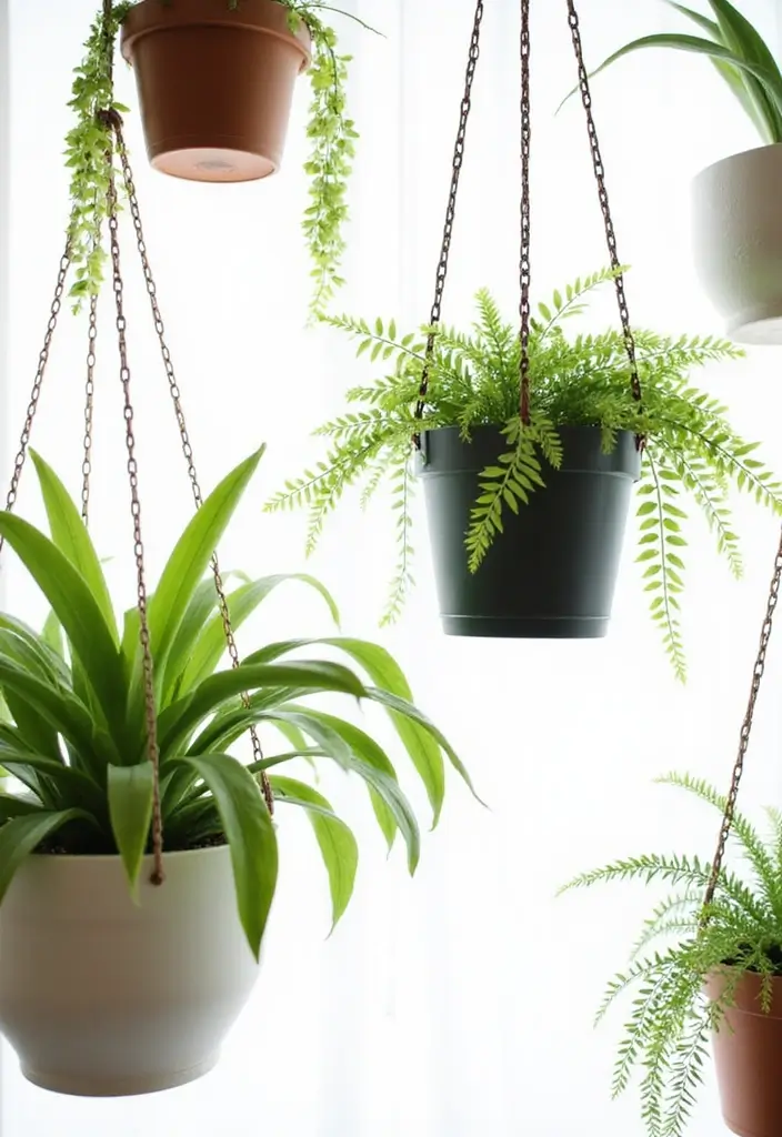 30 Embracing Natural Garden Design for Sustainable Beauty - 2. Hanging Planters