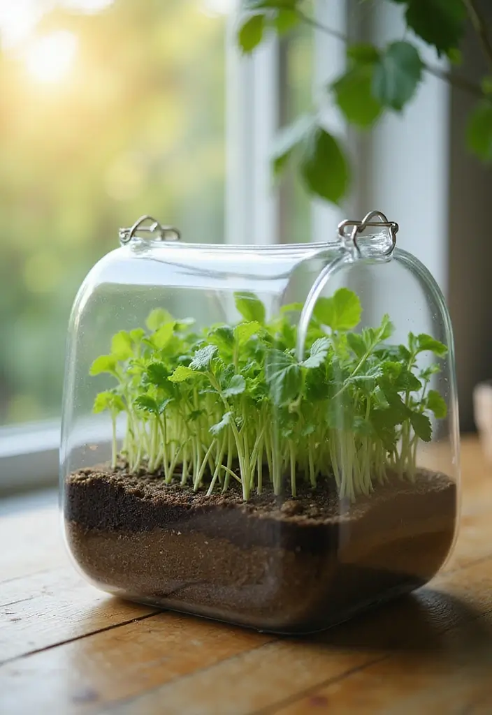 30 Grow a Garden Layout Plans for Every Space - 17. Mini Greenhouse on a Table