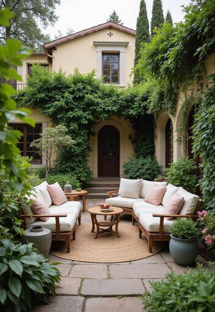 30 Mediterranean Garden Design Inspirations for Warm Climates - 25. Inviting Gathering Spaces