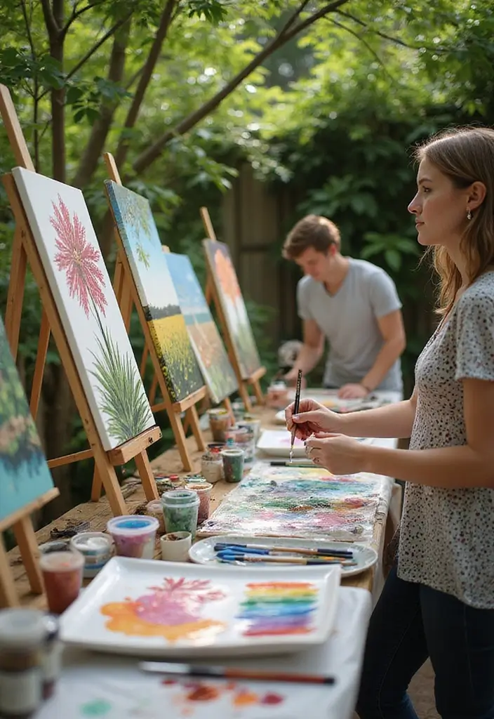 30 Unique Garden Party Ideas to Make Your Event Stand Out - 26. Interactive Art Station