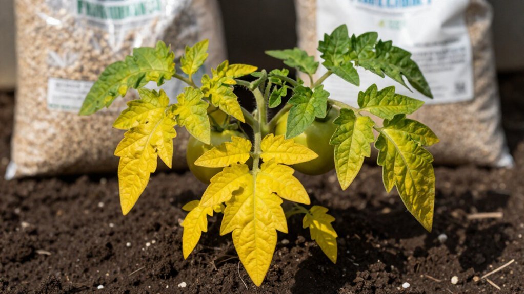 nitrogen deficiency in tomatoes