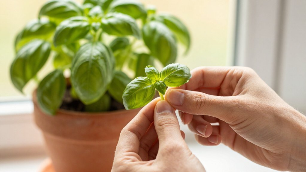 remove flower buds immediately to extend leaf production