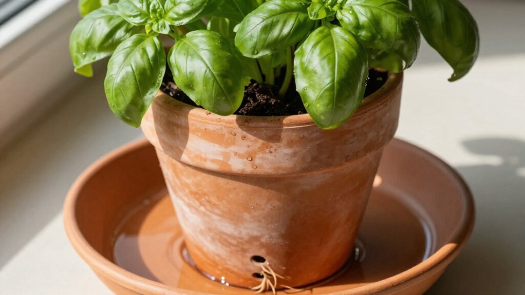 terracotta pot with drainage and saucer