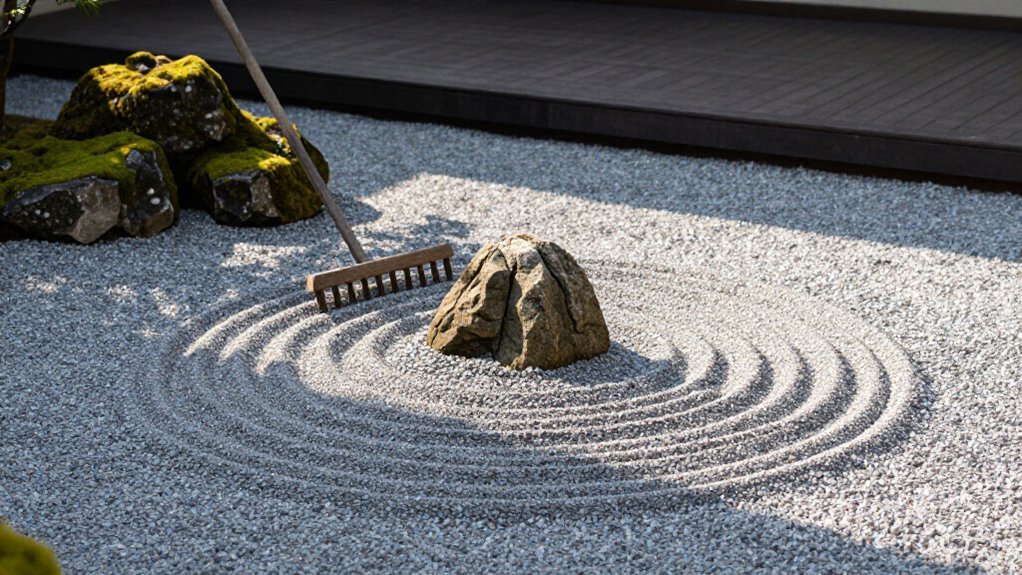 zen gardens aid meditation with uncluttered focal points